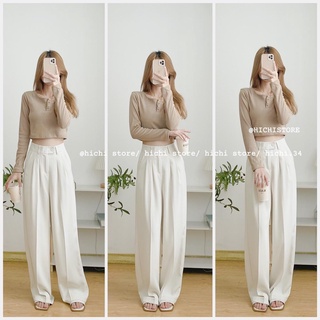 Croptop len tăm khuy cổ