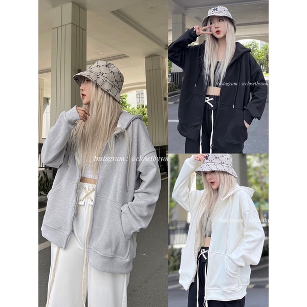 Áo khoác Hoodie nỉ tăm dáng oversize Hàn Quốc