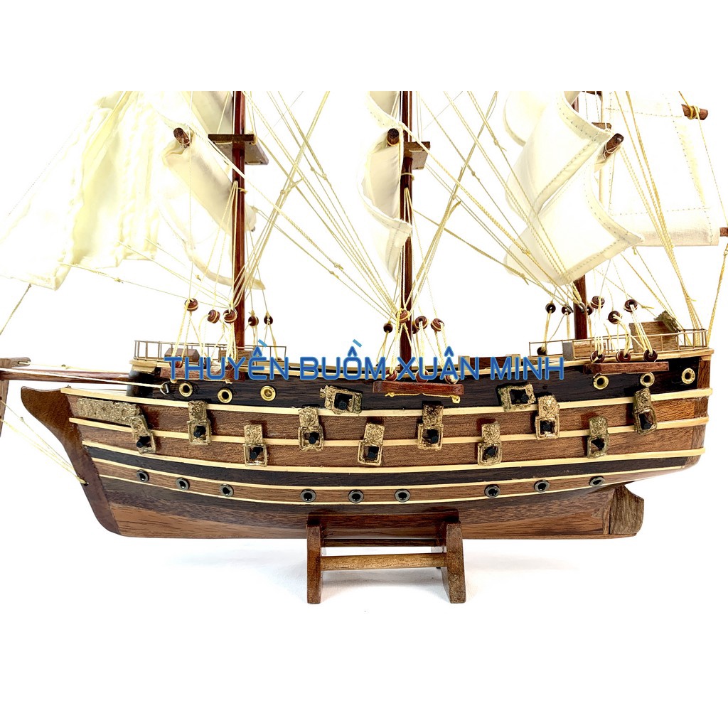 Mô Hình Thuyền Buồm Gỗ Phong Thuỷ Napoleon - Tàu Chiến Cổ Pháp - Loại Tiêu Chuẩn - Gỗ tự nhiên - Dài 52cm