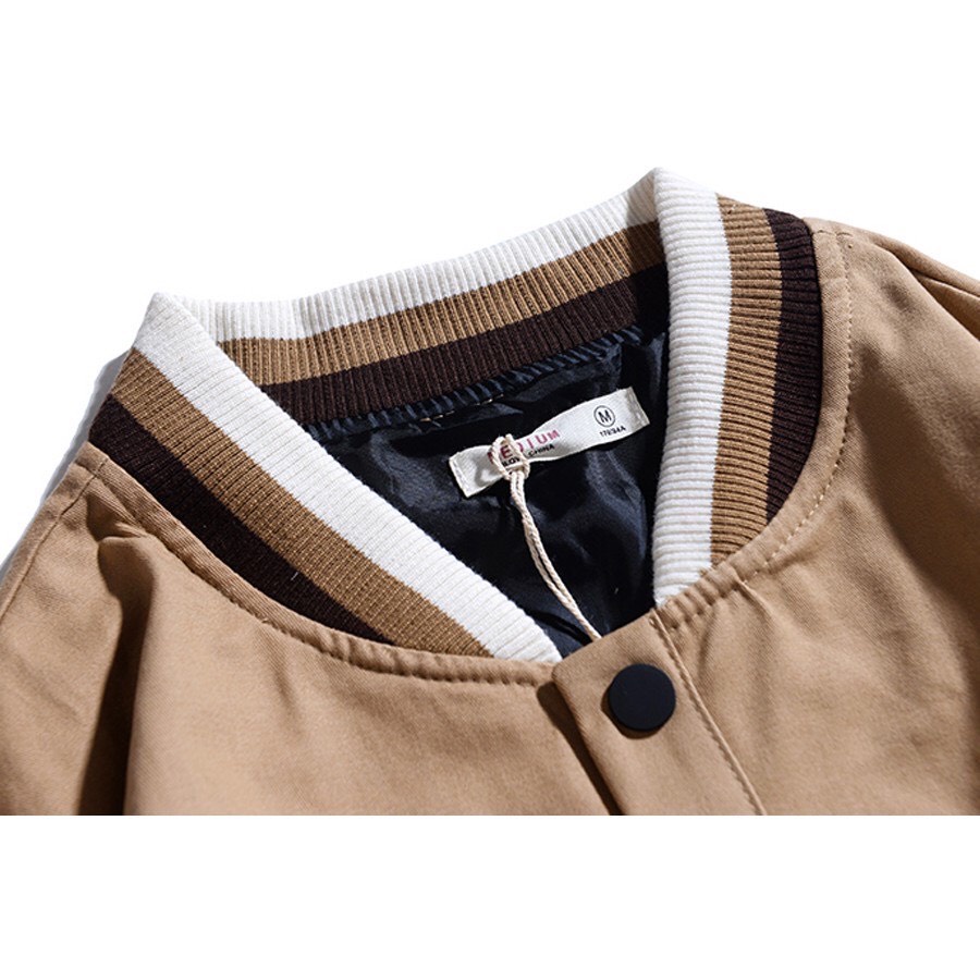 Áo khoác bóng chày️️-Áo bomber kaki oversized trẻ trung năng động-Hai màu Đen Vàng 3 Size M L XL