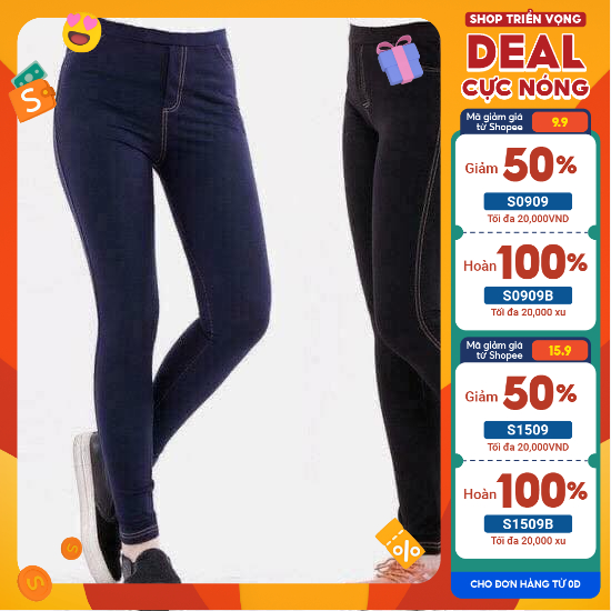 Quần Jean Thun Cạp Cao- Quần Bò Nữ Cạp Cao Co Giãn 4 chiều Có Cỡ to bigsize -mã Giả Bò Dài