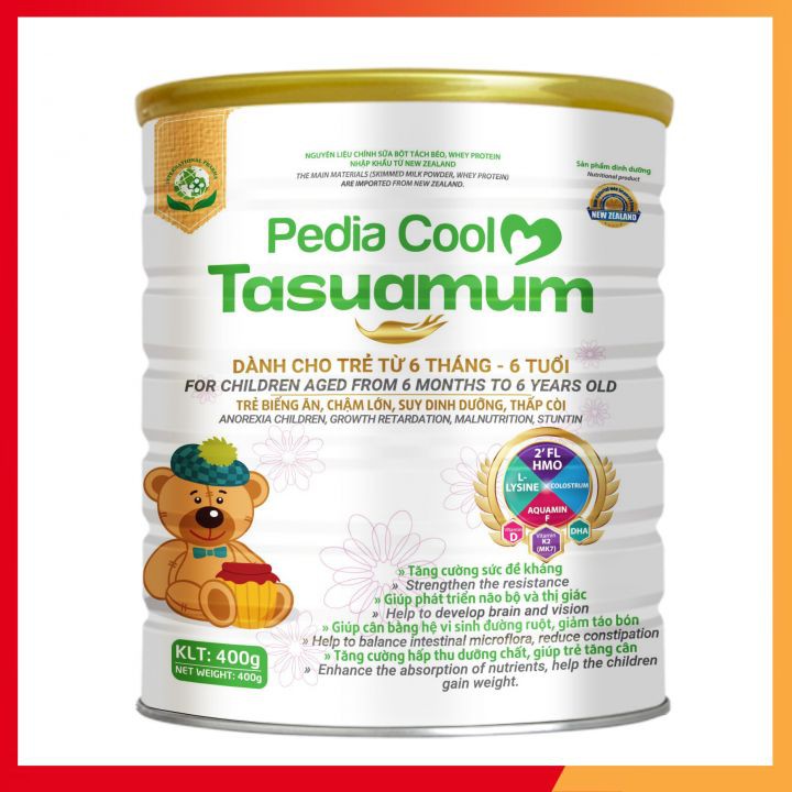 ( Tặng yến sào trẻ em)  Sữa Pedia Cool Tasuamum 900g dành cho trẻ nhẹ cân biếng ăn thấp còi