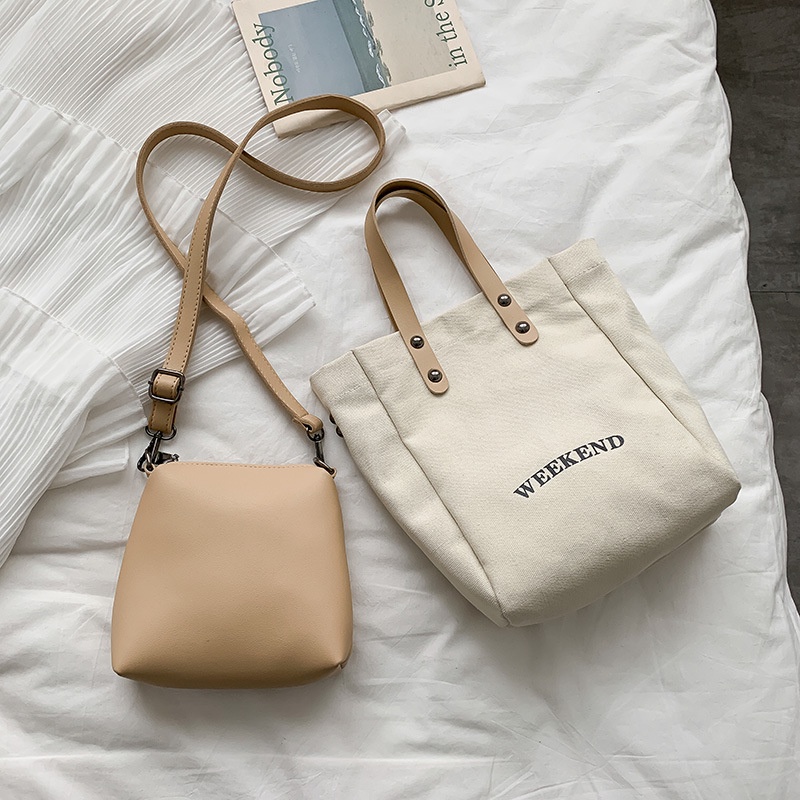 IELGY Túi Đeo Vai Bằng Vải canvas Phong Cách Hàn Quốc Dành Cho Nữ