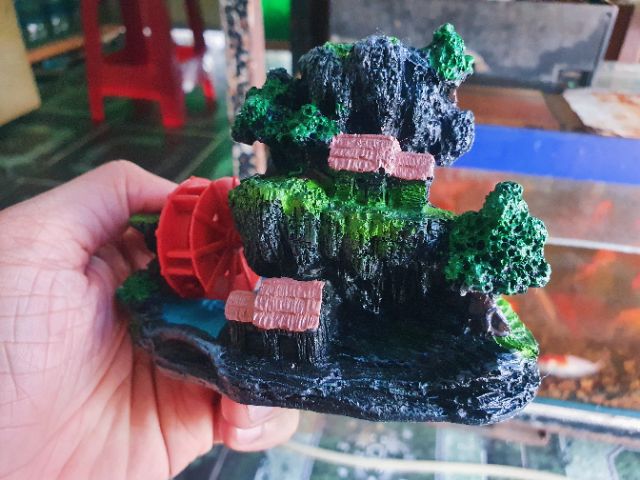 CẢNH NÚI BÁNH QUAY TRANG TRÍ HỒ CÁ NON BỘ 11X5X8CM