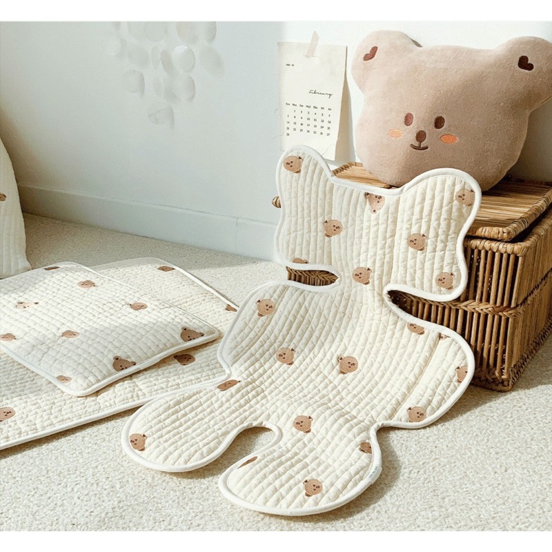 Tấm lót xe đẩy cho bé cotton mềm mại, thoáng khí, phong cách Hàn Quốc