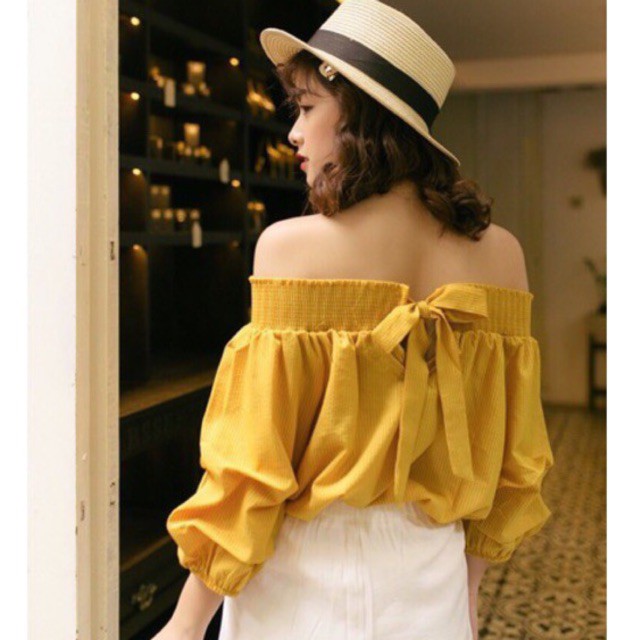 [ Hàng có sẵn]_ ÁO TRỄ VAI TAY BÈO BUỘC NƠ SAU KÈM ẢNH THẬT | BigBuy360 - bigbuy360.vn