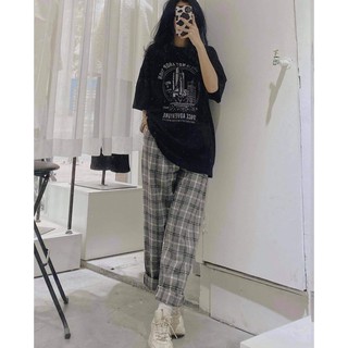 [Rẻ Vô Địch]Bộ Quần Kẻ Nâu Áo Phông Đen