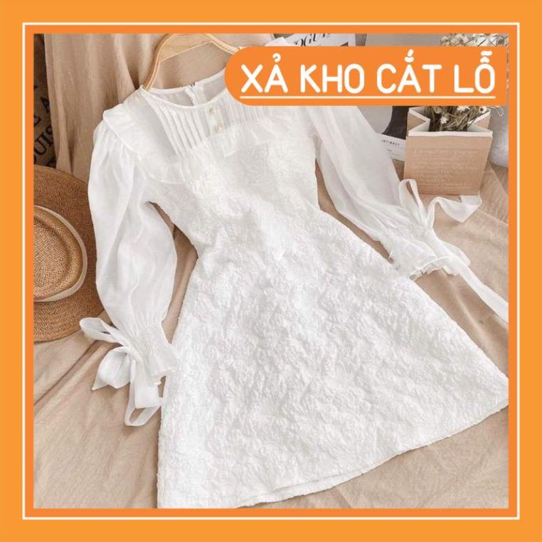 [Quần Áo Hot] Đầm dự tiệc gấm xốp trắng nhẹ nhàng thanh nhã Ura Dress