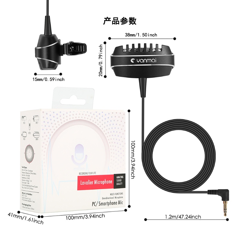 Micro Đa Hướng zzz Yanmai R999 Lavalier Cho Điện Thoại Thông Minh, Camera