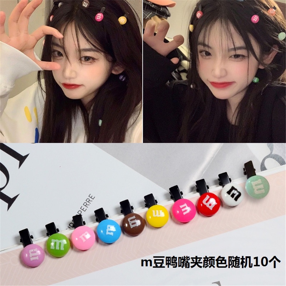 Set 10 Kẹp Tóc Hình Hạt Đậu Màu Sắc Kẹo Ngọt Đáng Yêu Thời Trang Nhật Bản Cho Nữ