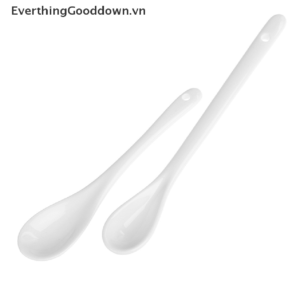 Everthinggood Muỗng Sứ Trắng Ngắn Tay Dài Ăn Súp Trà Tráng Miệng