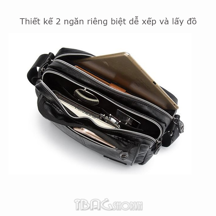 Túi đeo chéo nam - Túi đựng ipad ETONWEAG - Cao Cấp - Chất liệu da (Màu đen) - Mã DP1015 | BigBuy360 - bigbuy360.vn