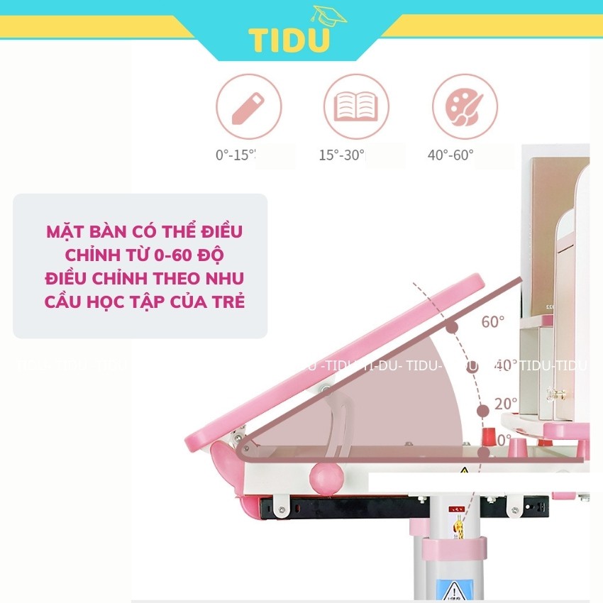 bộ bàn học chống gù chống cận thông minh Tidu A16 bàn ghế học sinh kích thước 60x80cm