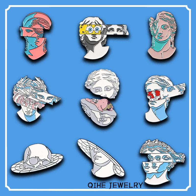 Ghim cài áo QIHE JEWELRY in hình nhân vật hoạt hình vui nhộn