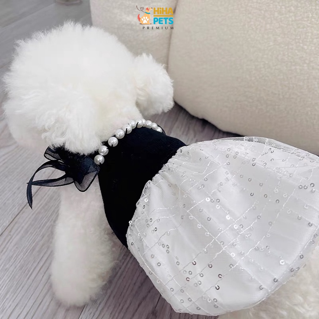 Váy Dây Dạ Hội Cho Chó Mèo Cao Cấp Quần Áo Thú Cưng Thiết Kế Form Hàn Quốc Đinh Hạt Bẹt Lấp Lánh Hihapet.