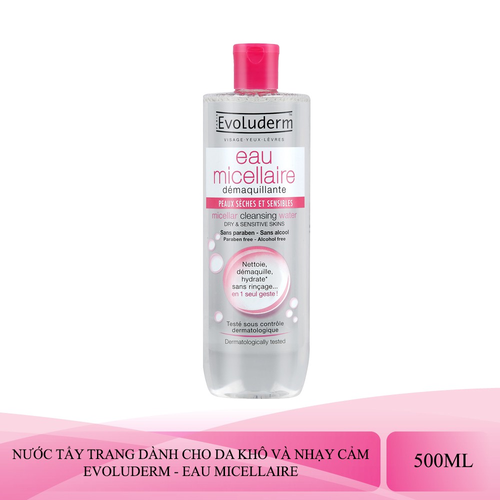Nước Tẩy Trang Cho Da Khô & Nhạy Cảm Evoluderm Micellar Cleansing Water Dry & Sensitive Skins 500ml | BigBuy360 - bigbuy360.vn
