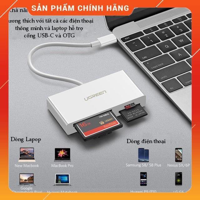 Bộ chuyển đổi USB-C sang đầu đọc thẻ nhớ 4 cổng Micro SD/SD/CF/MS UGREEN 40444 dailyphukien