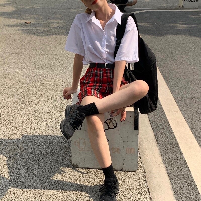 Pass quần shorts caro ulzzang y2k vintage retro