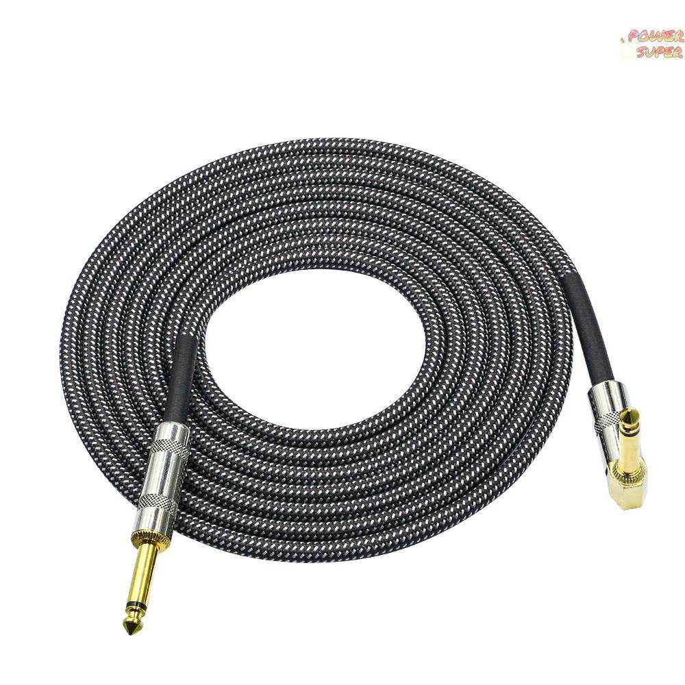 PSUPER 6 Meters/ 20 Feet Musical Instrument Audio Guitar Cable Cord 1/4 Inch Straight to Right-angle Gold-plated TS Plugs PVC Braided Fabric Jacket for Electric Guitar Bass Mixer Amplifier Equalizer
