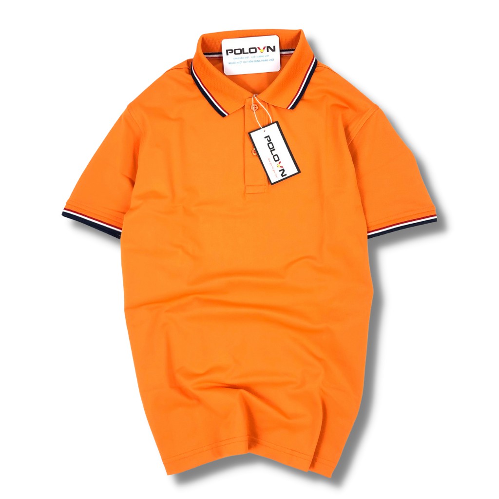 Áo thun Polo nam cổ bẻ Basic màu Cam Phối Viền khỏe khoắn , vải cá sấu - không xù lông, không ra màu, thấm hút mồ hôi | BigBuy360 - bigbuy360.vn