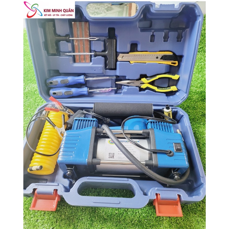 Máy Bơm Hơi + Vá Lốp Xe Dùng Bình Ác Quy S0025 CMART