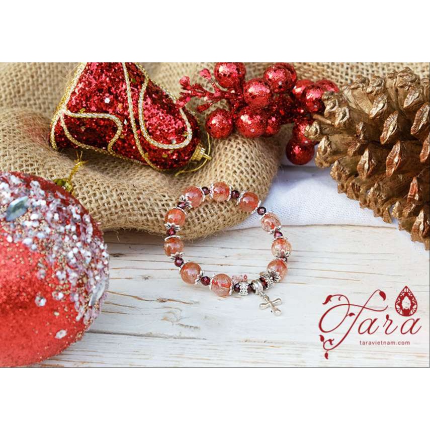 Chuỗi Mân Côi Red Rutilated Quartz Siêu cao cấp mix charm Thánh Giá
