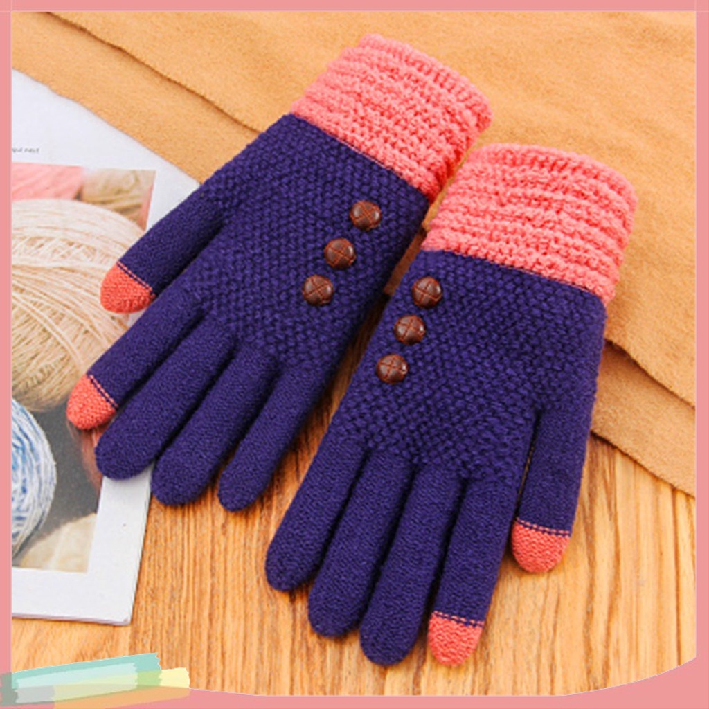 1 Cặp Găng Tay Bảo Vệ Ngón Tay Cảm Ứng Màn Hình Phối Màu Thời Trang Cho Nữ