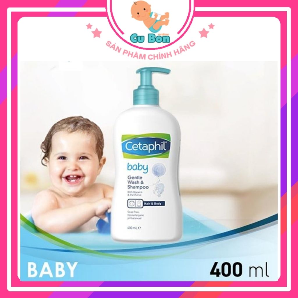 Sữa tắm gội cho bé từ sơ sinh CETAPHIL BABY GENTLE WASH AND SHAMPOO 400ML của úc