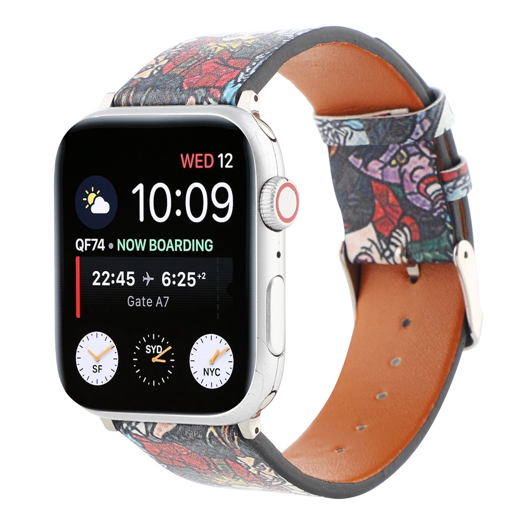 Dây Đeo Thay Thế Bằng Da Họa Tiết Hoạt Hình Mới Cho Đồng Hồ Thông Minh apple watch Series 87 SE 6 5 4 3 2 1 38 40 41 42 44 45mm