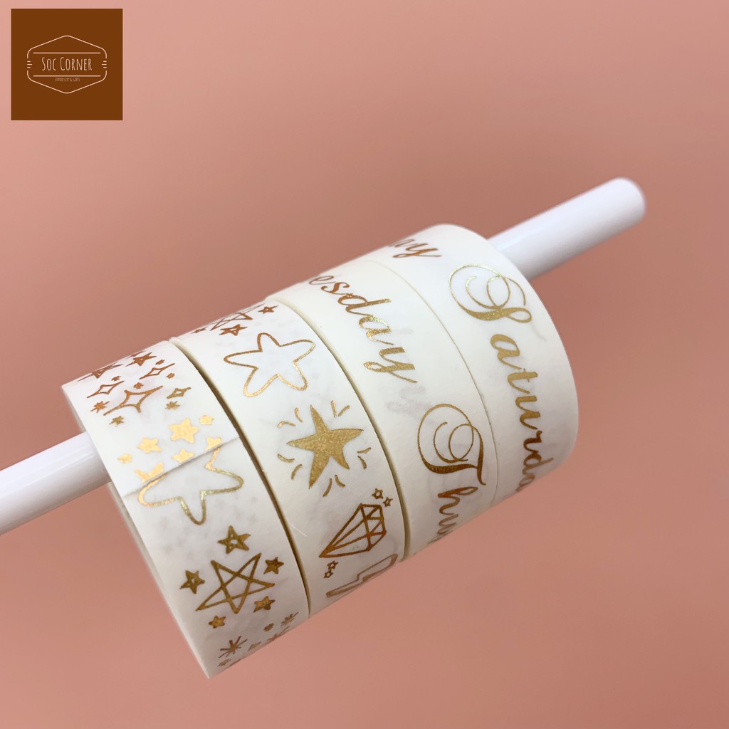 (Video)Cuộn Washi Tape Ánh Kim 8- 15mm x 5m