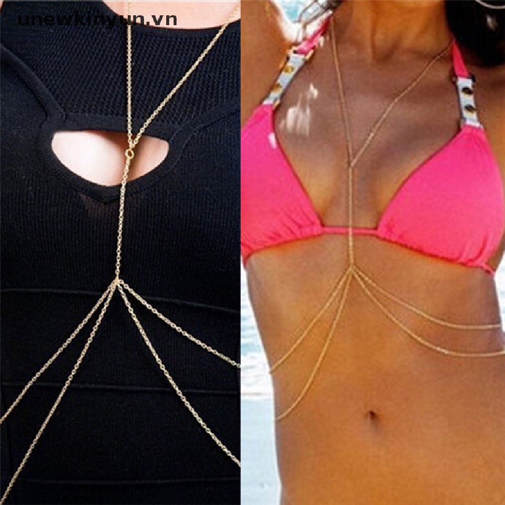 UU Women Sexy Fashion Gold Body Belly Waist Chain Bikini Beach Harness Necklace  UU
