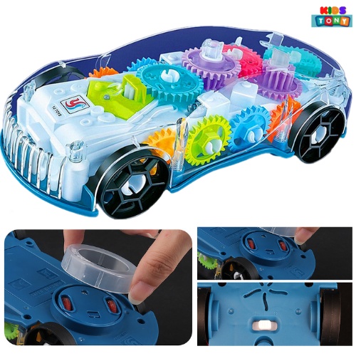Mô hình xe ô tô đồ chơi  có nhạc và ánh sáng vui nhộn xe ô tô đồ chơi bánh răng trong suất tự động phát nhạc   Tony kids
