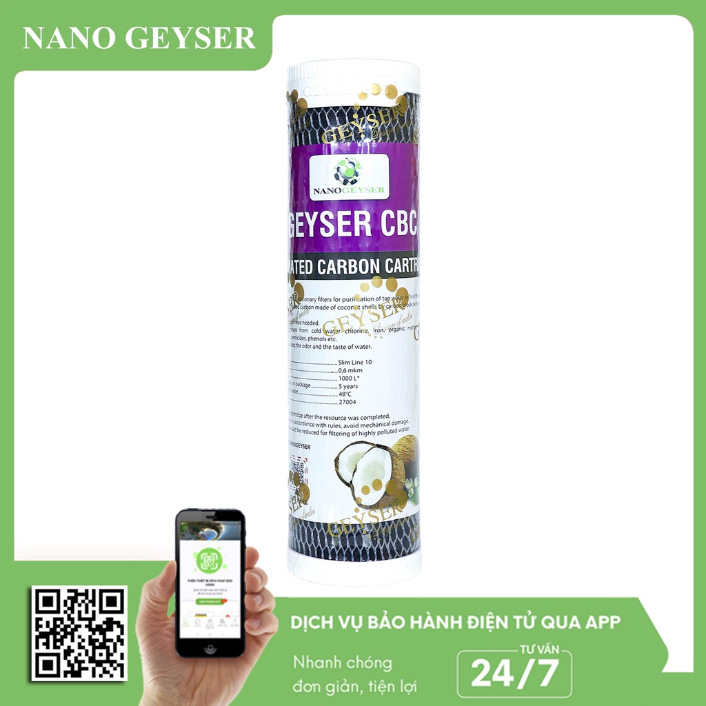 Bộ 3 lõi lọc nước 123 dùng cho máy Geyser Ecotar 3, Ecotar 6, Lõi Ecotar, Aragon, CBC Nano Geyser