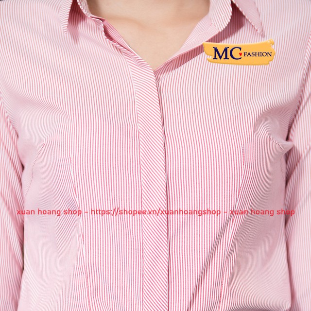 Áo Sơ Mi Nữ Công Sở Mc Fashion A0298, Sie Đủ, Tay Dài, Kẻ Sọc, Đẹp, Màu Trắng, Hồng,Đỏ, Xanh Dương Nước Biển