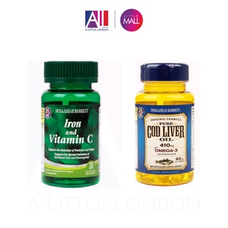 [TOP 1 SHOPEE] Combo viên dầu gan cá tuyết bổ sung Omega & viên bổ sung Sắt và Vitamin C Holland & Barrett (Bill Anh)