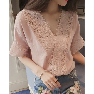 Áo ren tay lỡ cổ v kèm áo lá trong