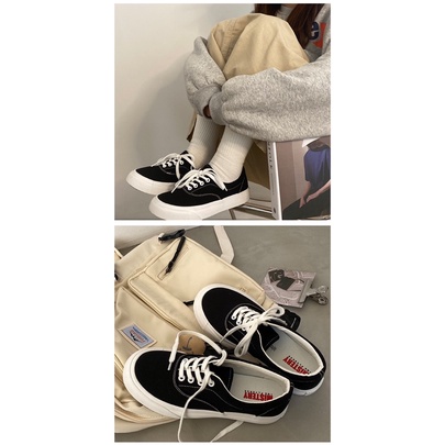 Giày thể thao đen trắng basic đế bánh mì ullzang sneaker đen trắng basic