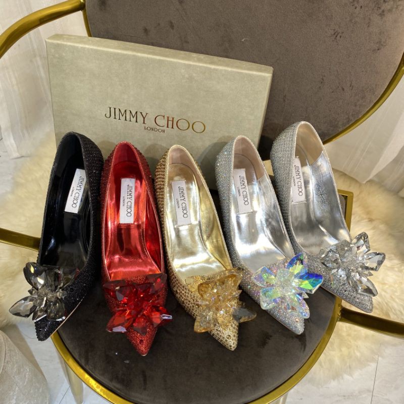 giày cao gót nữ.mũi nhọn đính đá pha lê gót 5/7/9cm Jimmy Choo