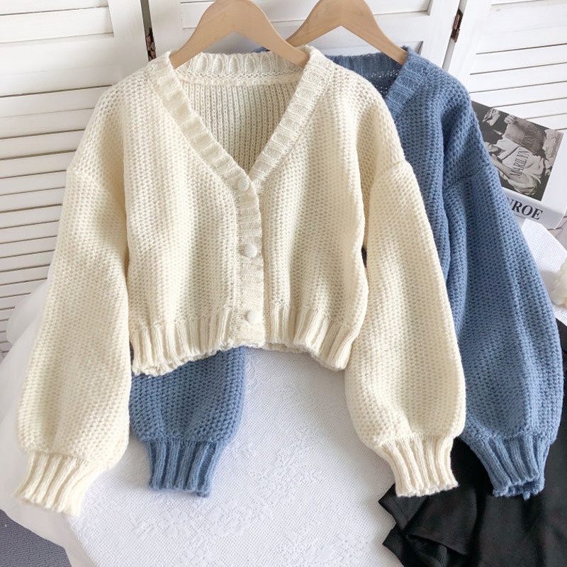 Áo Khoác Len Tay Dài Màu Trơn Phong Cách Hàn Quốc Dành Cho Nữ