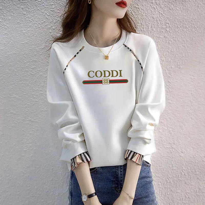 Áo Hoodie Giả Hai Lớp Dáng Rộng Cổ Tròn Chất Liệu Cotton Thời Trang Thu Đông Cho Nữ