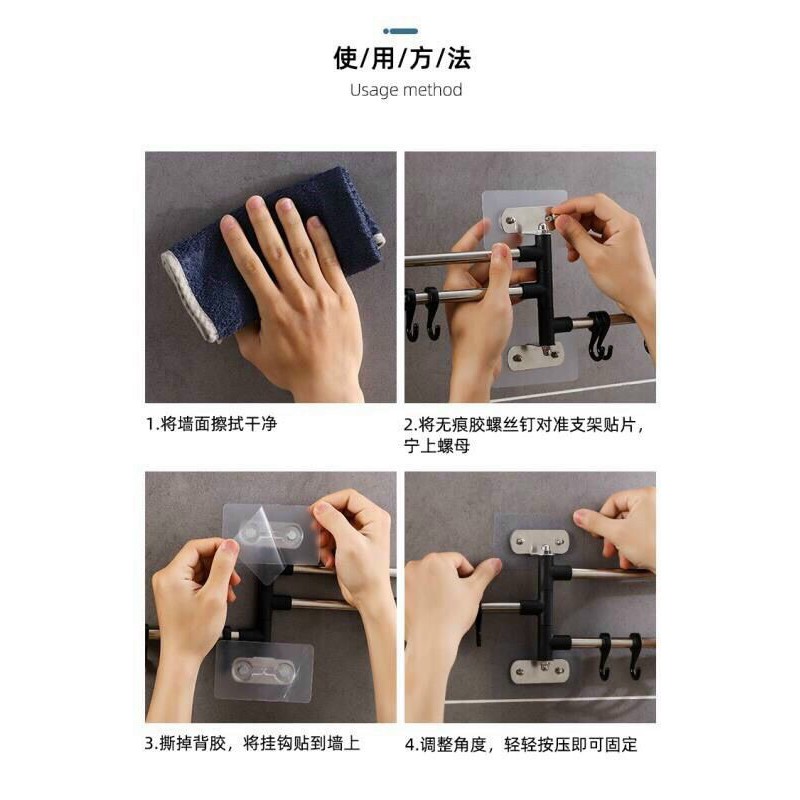 THANH TREO ĐA NĂNG KÈM MÓC TREO ĐỒ NHÀ BẾP, NHÀ TẮM XOAY 180o cực hot