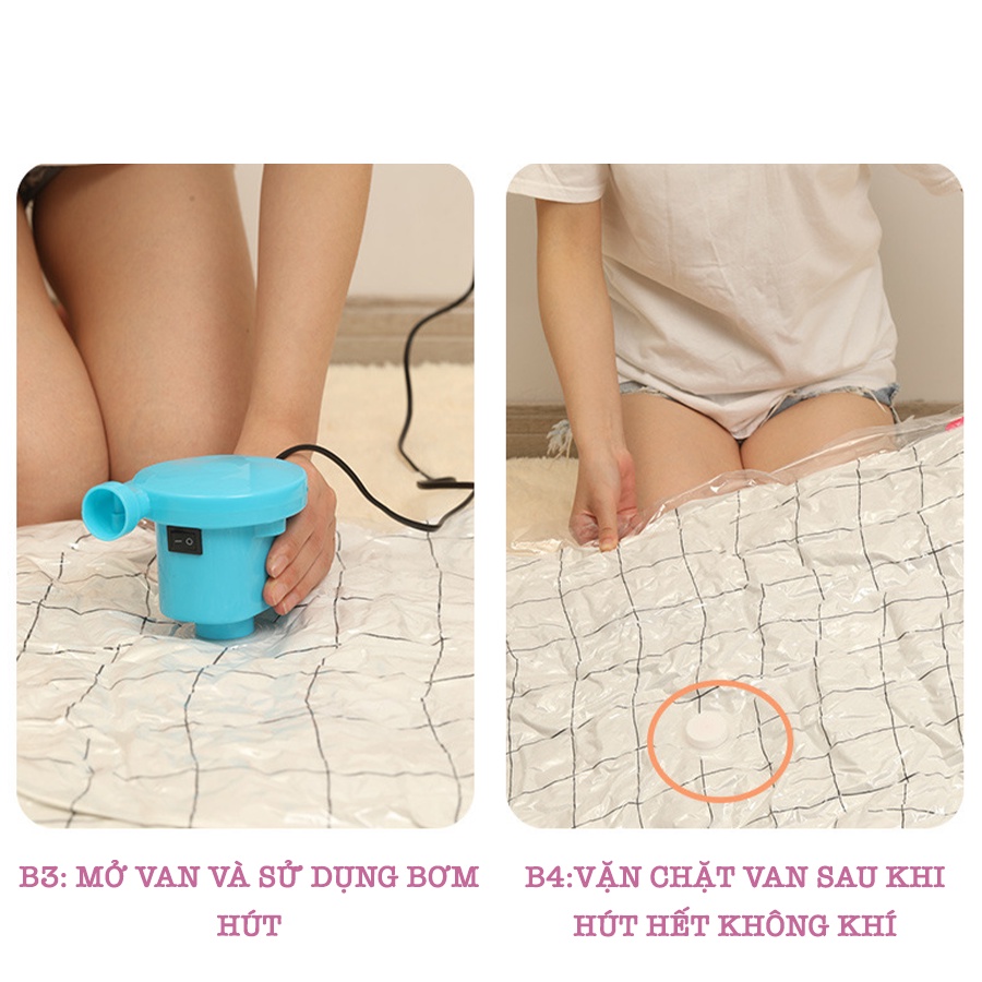 Túi Hút Chân Không Trong Suốt Dày Gấp Đôi, Túi Chân Không Bảo Quản Quần Áo, Chăn Ga Chống Nấm Mốc Cao Cấp M003