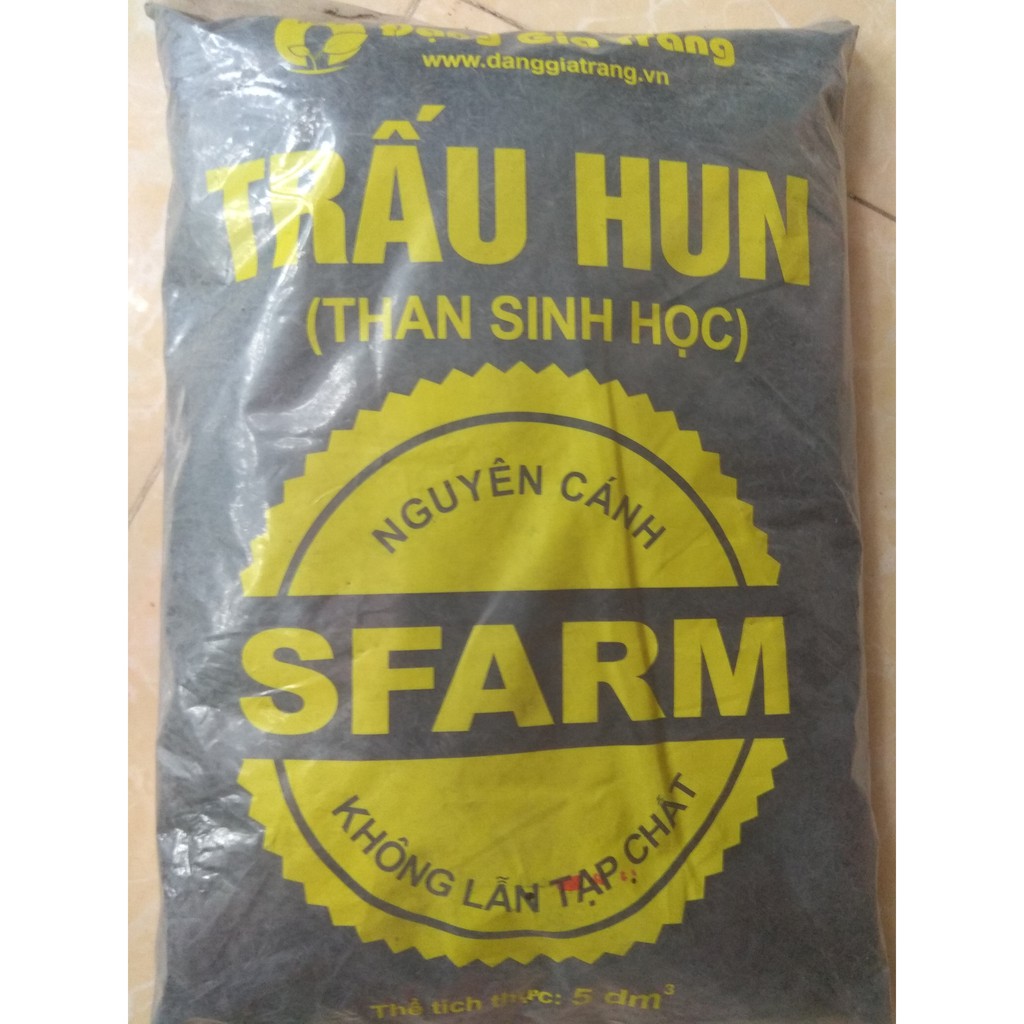 Trấu hun - than sinh học không lẫn tạp chất - gói 5dm3, khoảng 400 -600gram