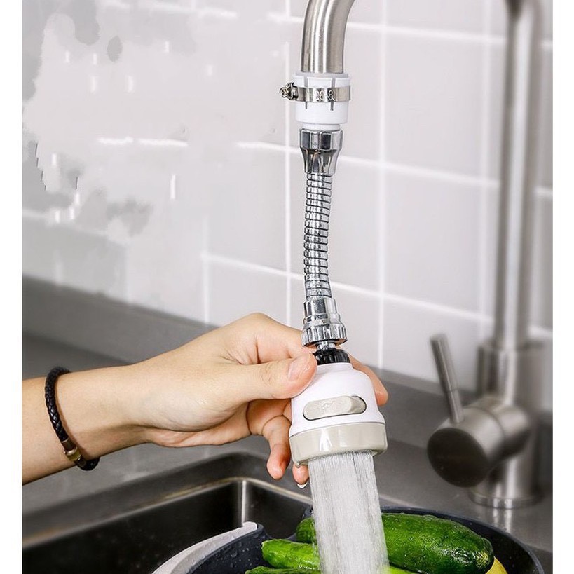 Đầu vòi rửa chén tăng áp xoay 360• điều chỉnh 3 chế độ phun nước.