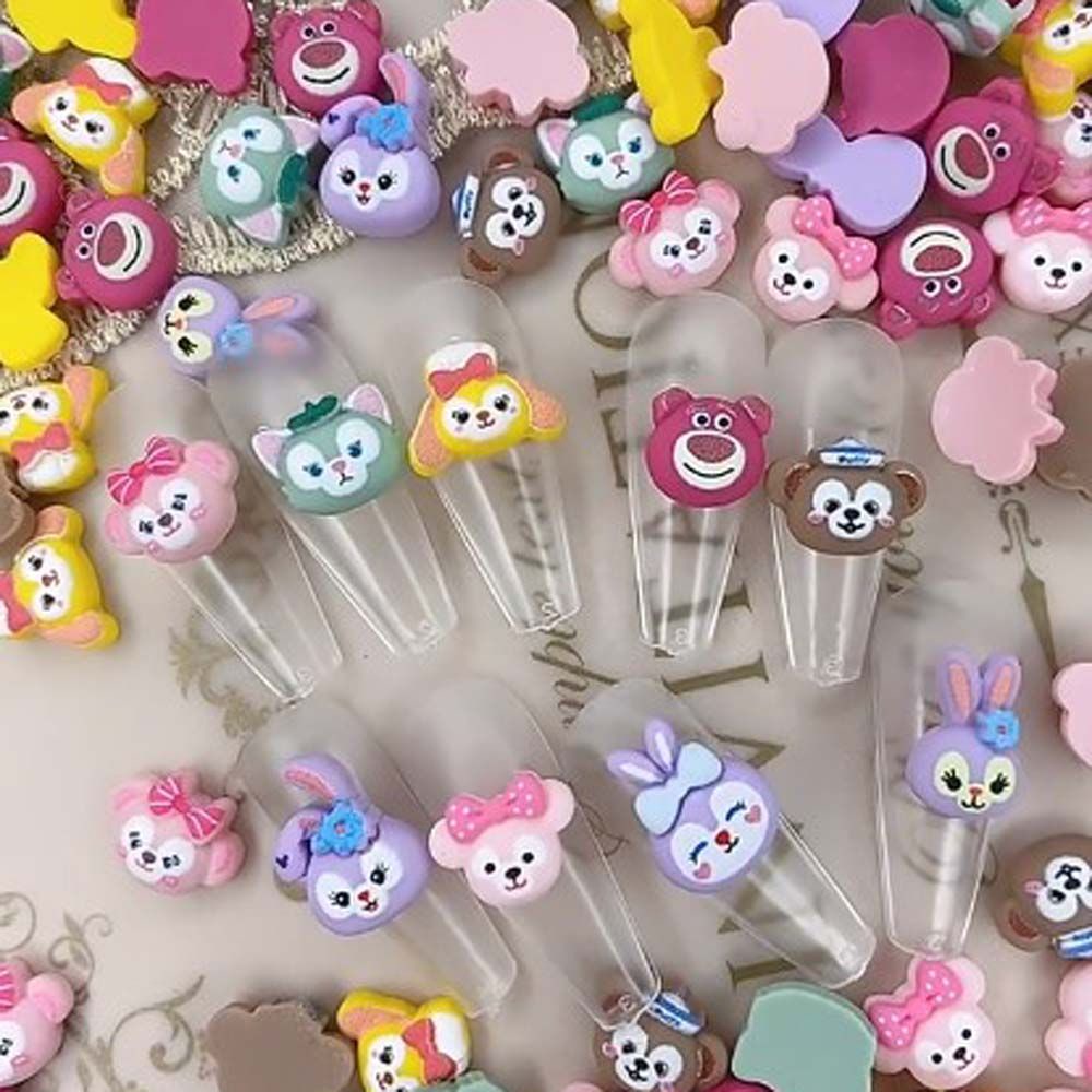 [Hàng mới về] Bộ 10 phụ kiện trang trí móng tay nghệ thuật thiết kế gấu hoạt hình 3D đáng yêu