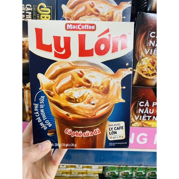 Cà phê sữa đá MacCoffee Ly Lớn Hộp 260g ( 10 gói x 26g )