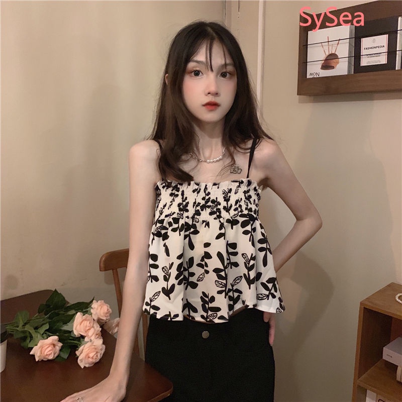 Áo hai dây họa tiết hoa thời trang mùa hè sành điệu cho nữ