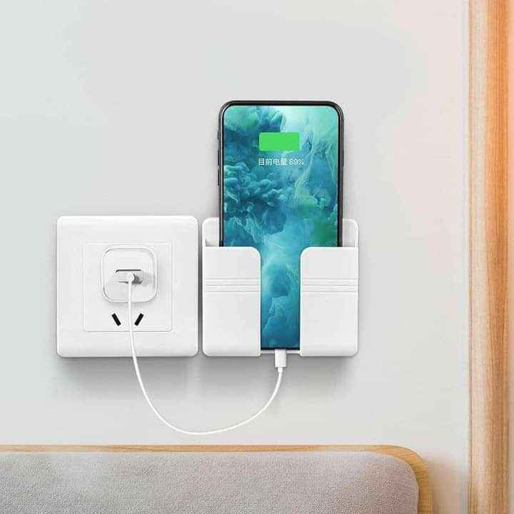 Kệ Dán Tường Để Điện Thoại, giá nhựa treo cắm sạc , Điều Hòa, Điều Khiển Tivi ,Kệ Để Remote Dính Tường