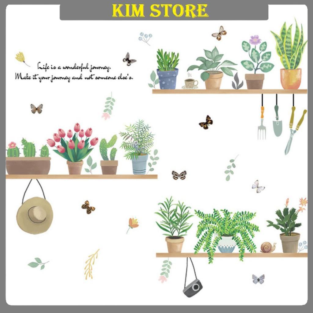 Decal Dán Tường Cây Xanh, Chậu Hoa Nhỏ