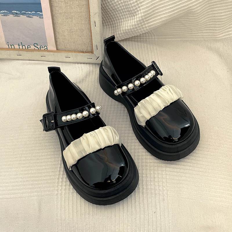 Giày Lolita Búp Bê Dễ Thương Viền Ren Quai Ngọc Độn Đế Nhẹ Hàn Quốc FLOWER G29 - nguyentrang239